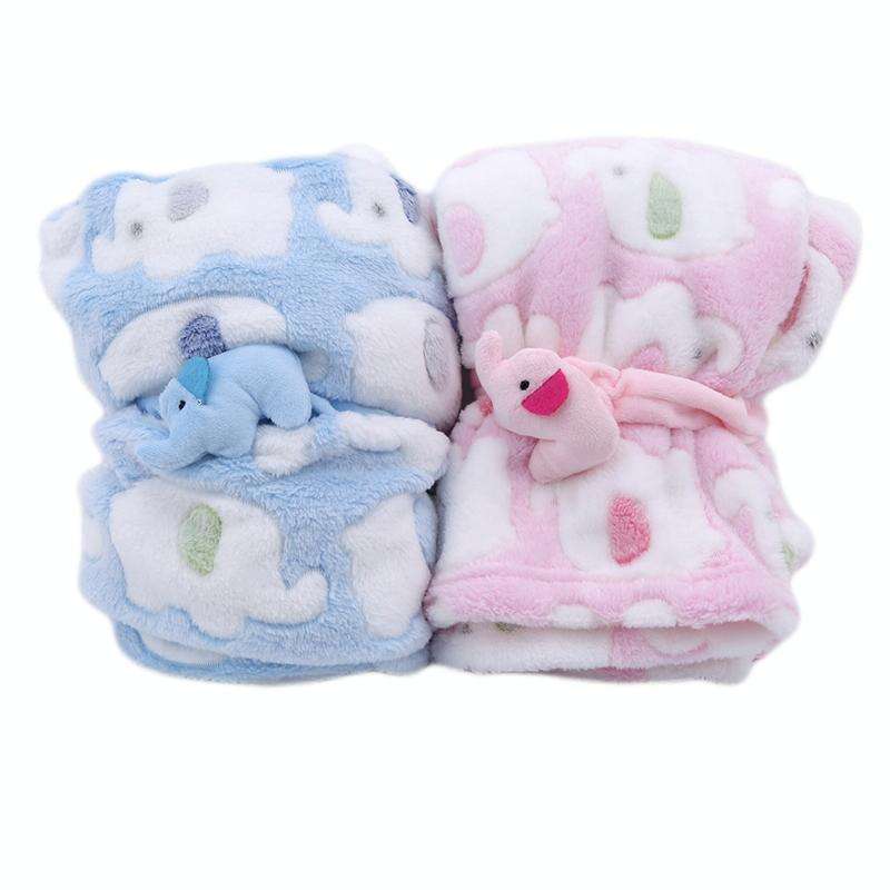 Cartoon Elephant Shape Soft Baby Blankets(Blue)