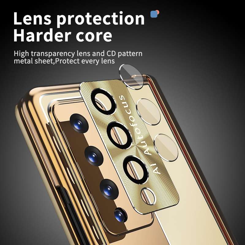 For Samsung Galaxy Z Fold4 Aluminum Alloy Double Hinge Shockproof Phone Protective Case(Champagne...