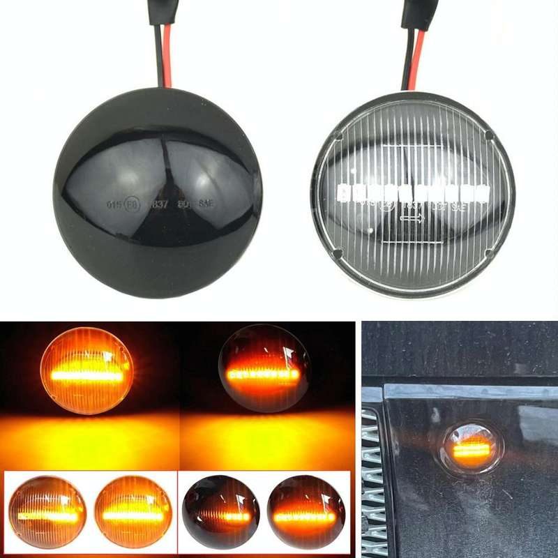 2pcs For Land Rover Range Rover L322 2002-2012 Car Dynamic LED Fender Side Light (Transparent Black)