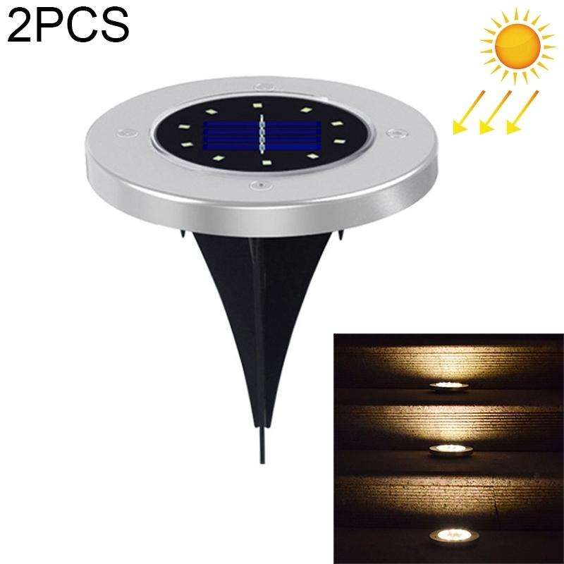 2 PCS 10 LEDs Solar Powered Buried Light Under Ground Lamp IP65 Waterproof Outdoor Garden Street ...