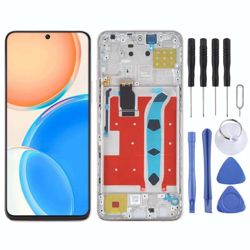 Original LCD Screen for Honor X8 Digitizer Full Assembly with Frame(Pink)
