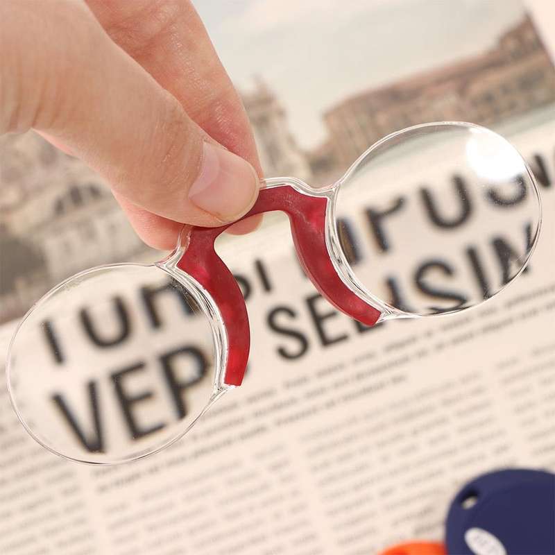 Clip-nose Reading Glasses Portable Reading Mirror No Mirror Leg Glasses, Degree: +200(Black)