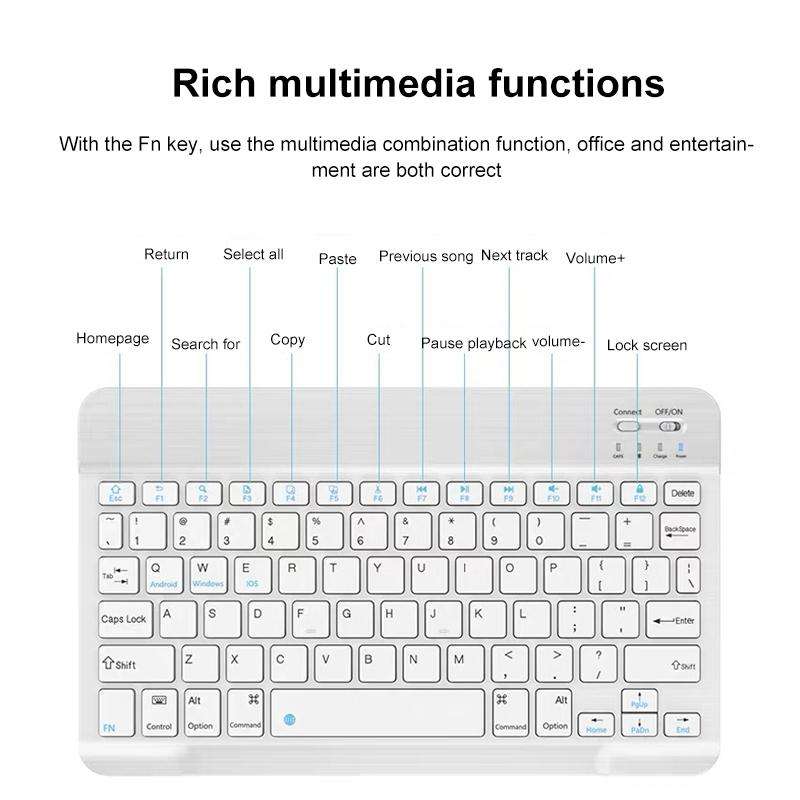 YS-001 9.7-10.1 Inch Tablets Phones Universal Mini Wireless Bluetooth Keyboard, Style:with Blueto...