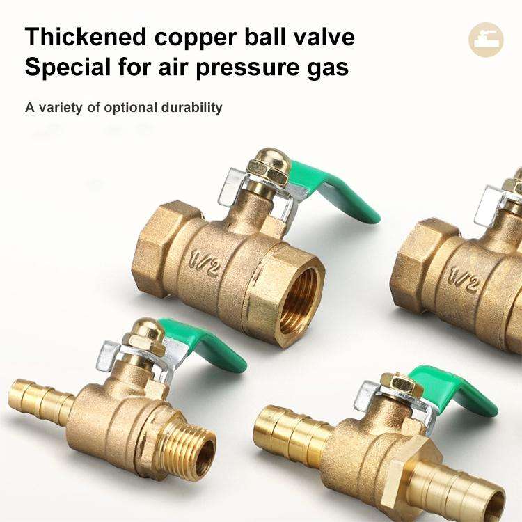 LAIZE Pneumatic Hose Connector Thickened Brass Ball Valve, Size:Outside 3 Point-Barb 8mm