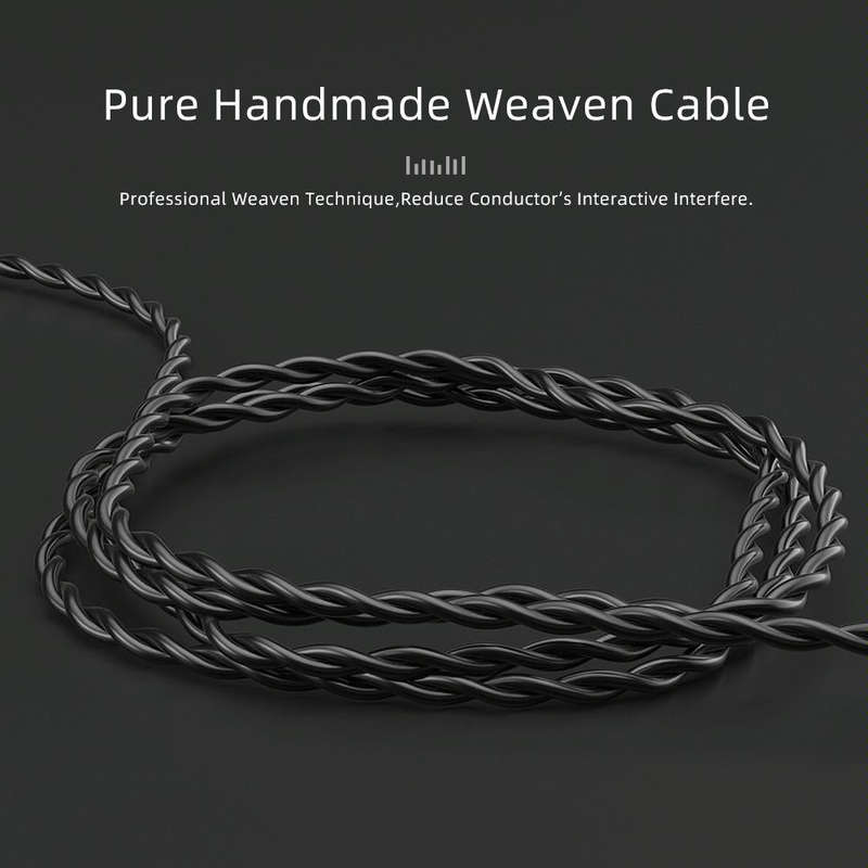 CVJ V2 1.25m Oxygen-free Copper Original 3.5mm Elbow Earphone Cable, Style:0.78mm with Mic(Black)