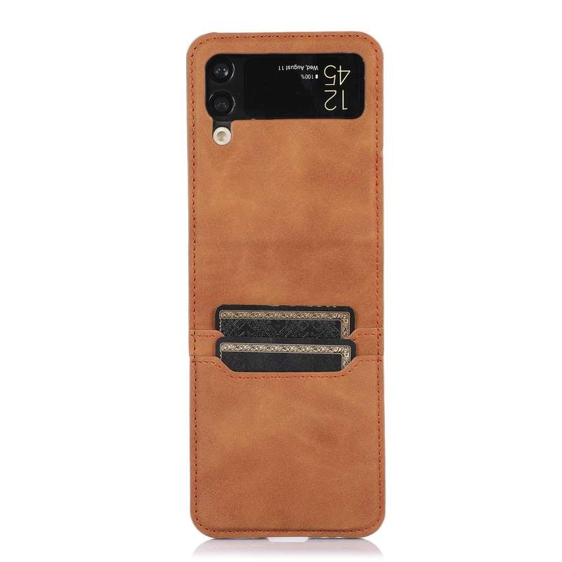For Samsung Galaxy Z Flip4 Card Slot Leather Phone Case(Brown)