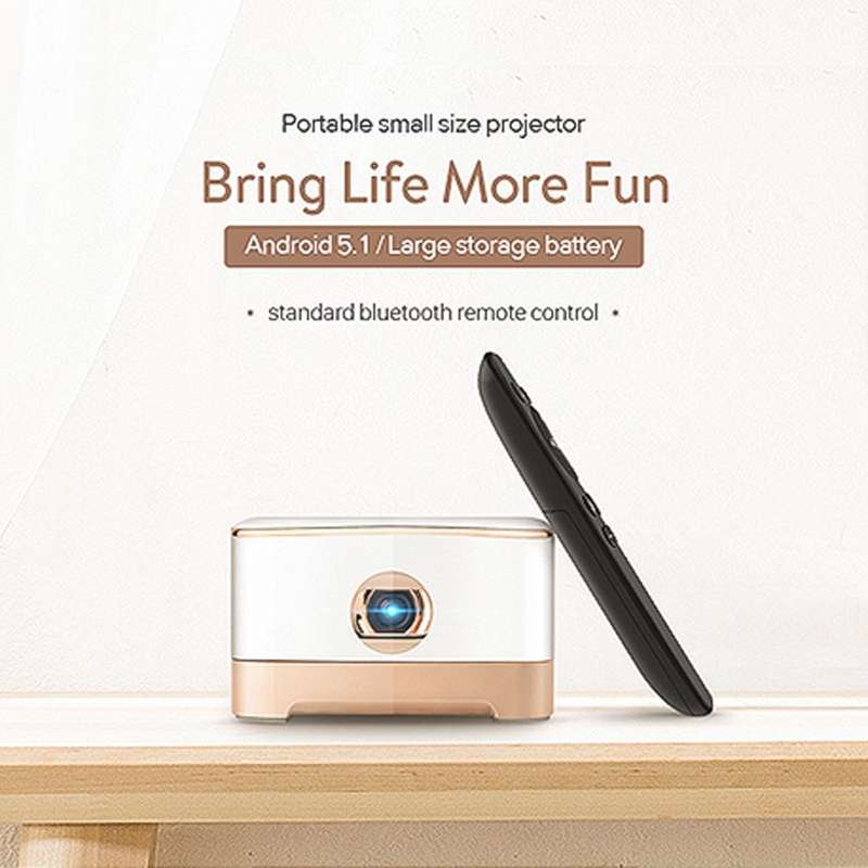 P07-D Mini 50 Lumens Android Home Theater Bluetooth LED Projector with Remote Control, Support Mi...