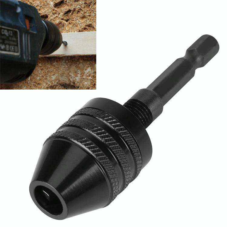 Hex Shank Mini Drill Chuck Conversion Three Jaw Chuck Power Tool, Model:Hex Shank Black Chuck (0....