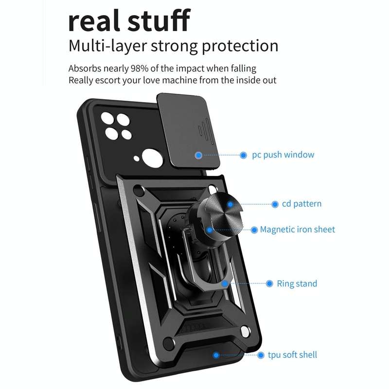 For Xiaomi Redmi 10C 4G Sliding Camera Cover Design TPU+PC Phone Case(Black)