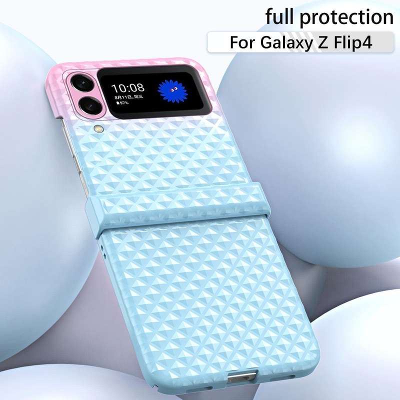 For Samsung Galaxy Z Flip4 Rainbow Gradient Hinge Shockproof Phone Case(Pink Green)