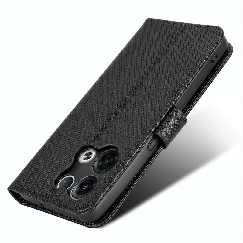 For OPPO Reno8 Pro Diamond Texture Leather Phone Case(Black)