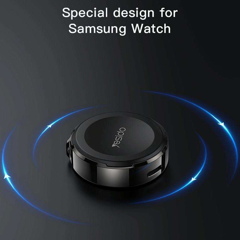 Yesido DS19 For Samsung Smart Watch Portable Charger Dual Input Port Magnetic Wireless Charger(Bl...