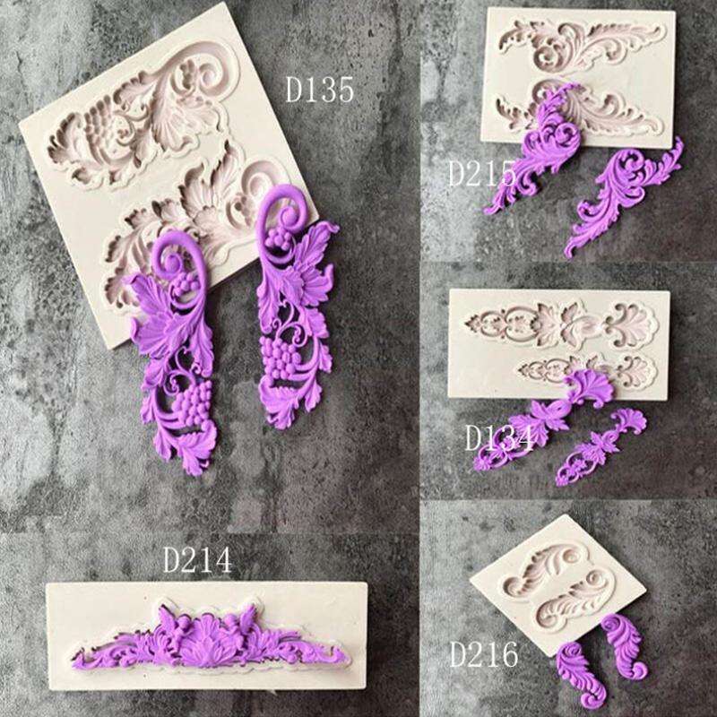 5 PCS Relief Fondant Cake Silicone Mold DIY Chocolate Mold,Style: D135