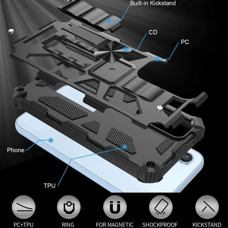For Samsung Galaxy A54 5G Armor Shockproof TPU + PC Magnetic Protective Phone Case with Holder(Bl...