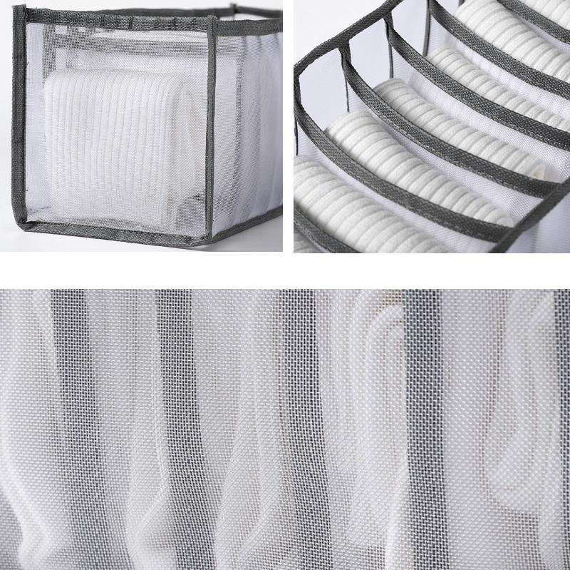 3 in 1 Underwear Drawer Storage Box Household Socks Folding Storage Box(Beige)