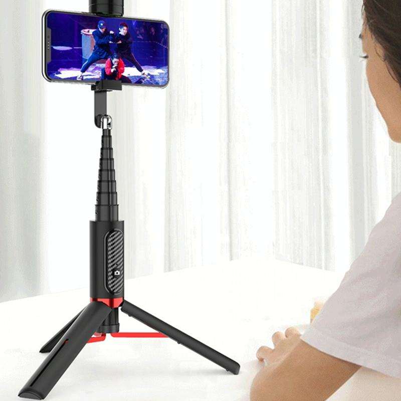 Bluetooth Selfie Stick with Tripod Multi-function Gimbal Mobile Phone Fill Light Live Support(Whi...