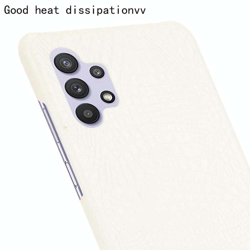 For Samsung Galaxy A32 4G European version Shockproof Crocodile Texture PC + PU Case(White)