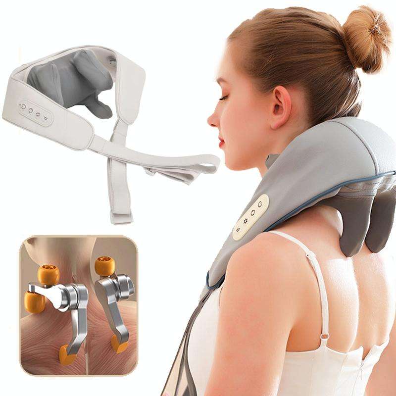 Electric Neck And Shoulder Massager Shiatsu Back Neck Massager With Heat(White)
