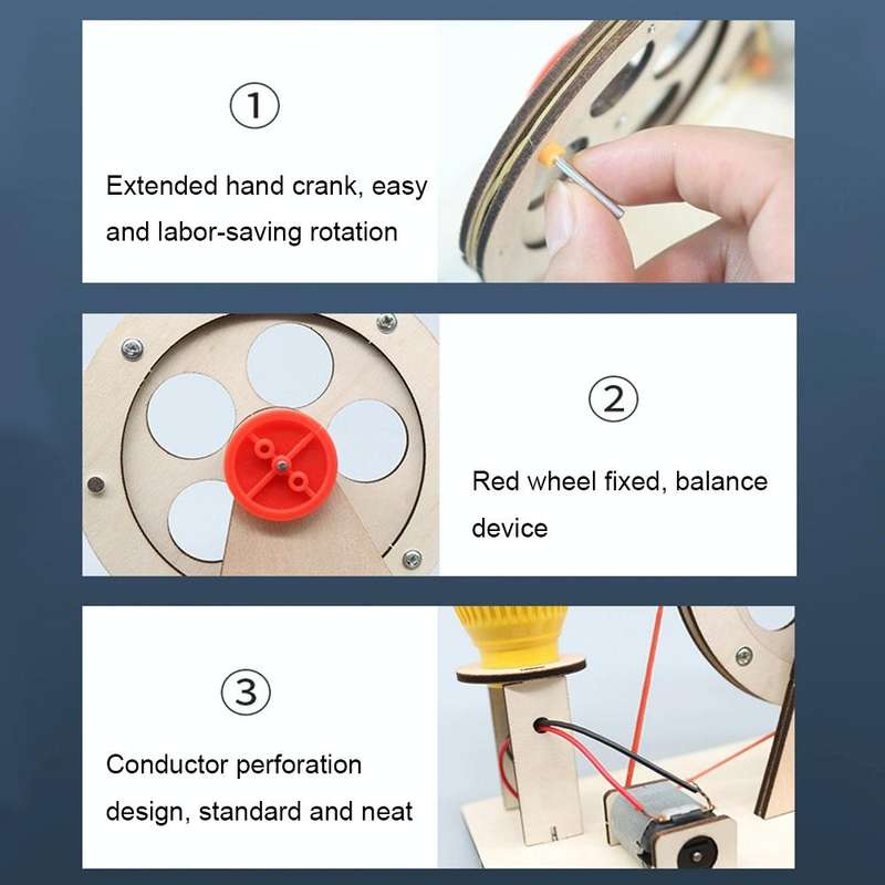 DIY Wooden Science Experiment Hand Generator Puzzle Toy(Hand Generator)