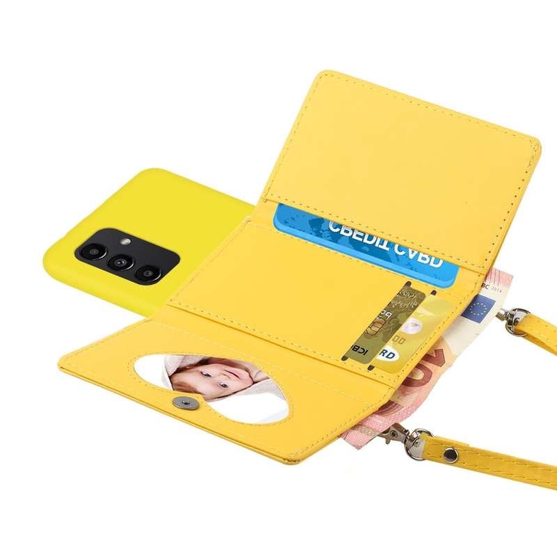 For Samsung Galaxy A54 5G Crossbody Lanyard Wallet Card Bag Phone Case(Yellow)