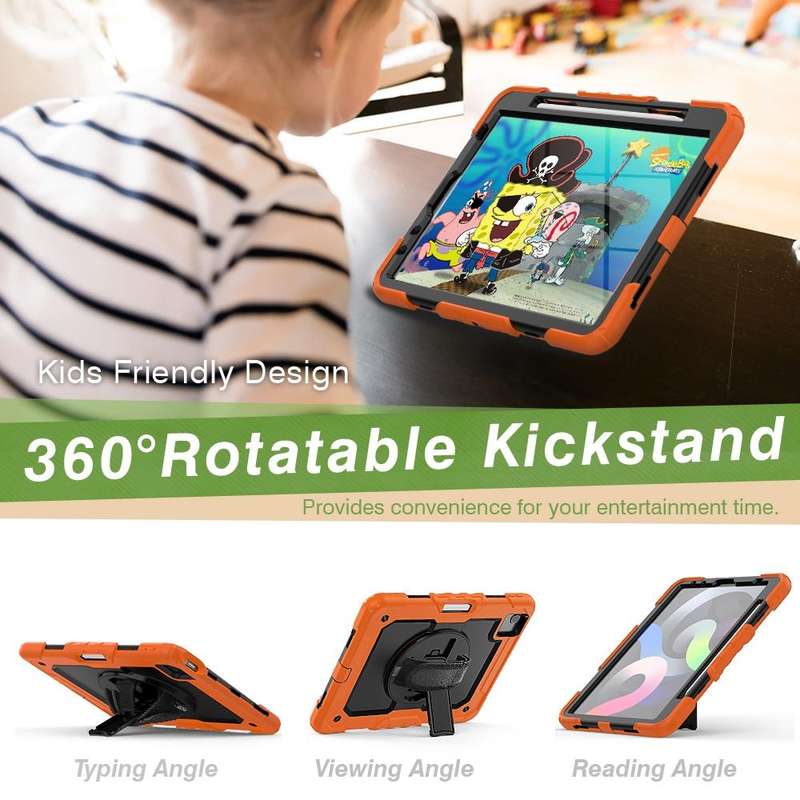 For iPad Air 2022 / 2020 10.9 Shockproof Black Silica Gel + Colorful PC Protective Case(Orange)