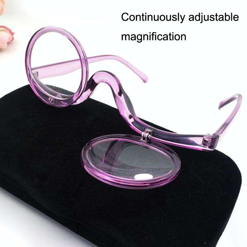 Makeup Magnifying Glass Presbyopic Glasses Flip Swivel Reading Glasses, Degree: +300(Wine Red)