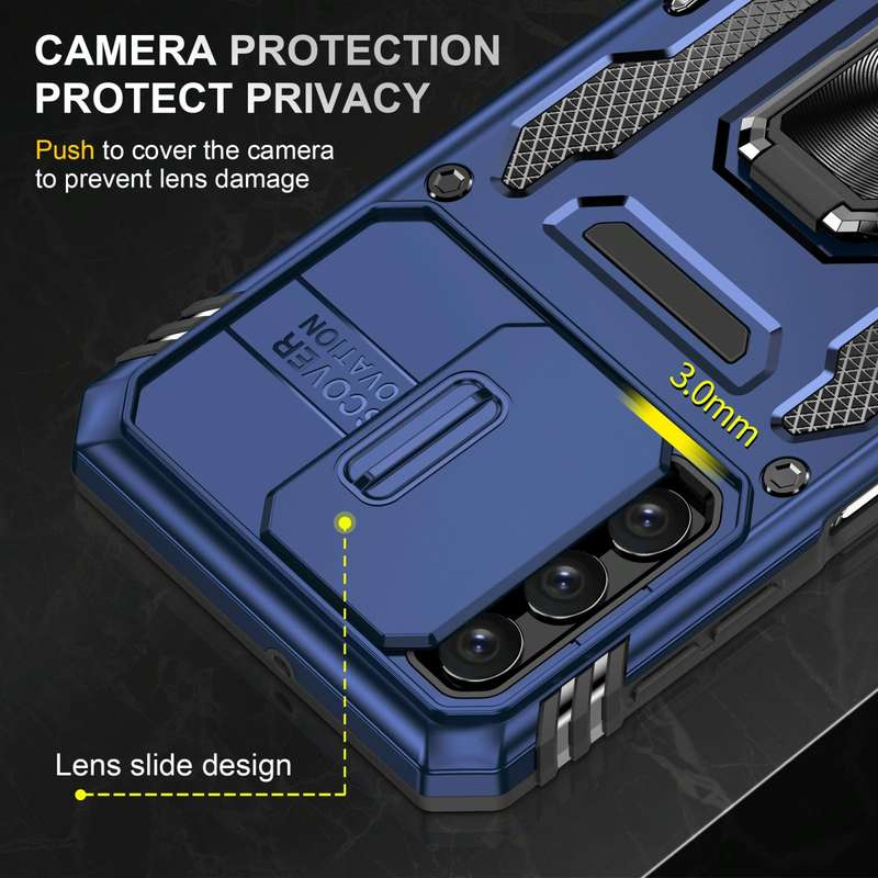 For Samsung Galaxy A32 5G Armor PC + TPU Camera Shield Phone Case(Navy Blue)
