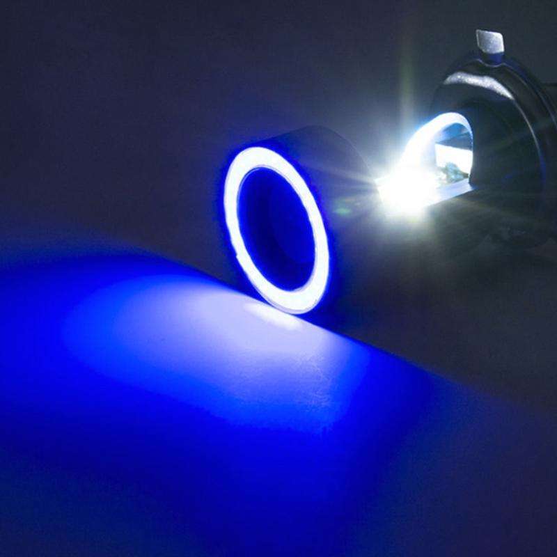 H4 DC12-80V / 20W / 6000K / 2000LM Motorcycle Headlight with Angel Eyes (Blue)