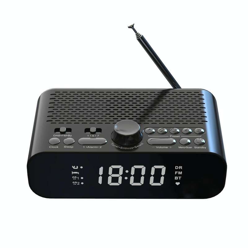 DAB-A5 LED Display Bedside DAB/FM Clock Radio with Bluetooth Speaker, EU Version(Black)