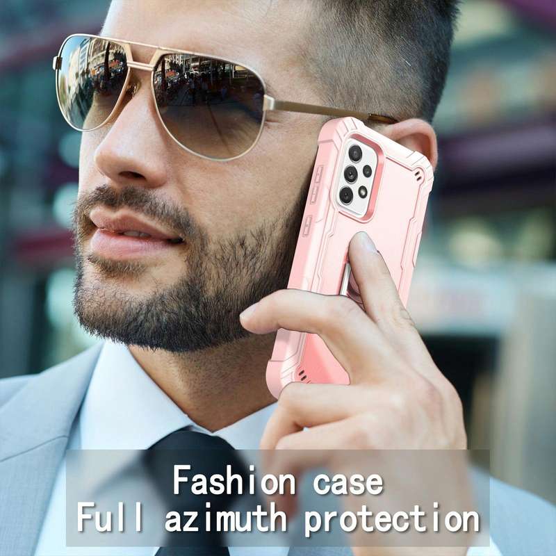For Samsung Galaxy A52 5G / 4G PC + Rubber 3-layers Shockproof Protective Case with Rotating Hold...
