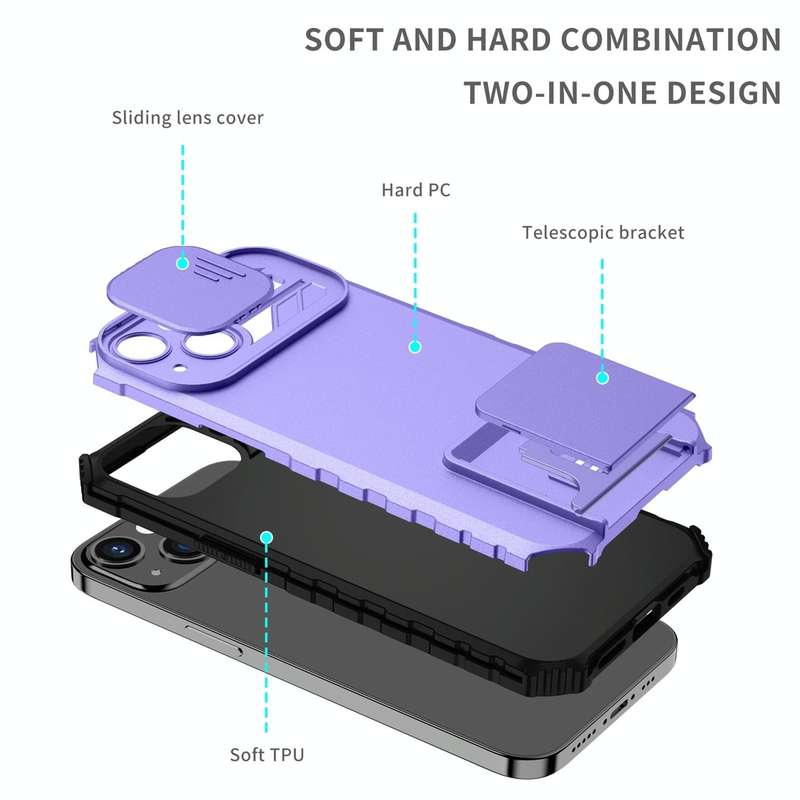 For Samsung Galaxy Note20 Ultra Stereoscopic Holder Sliding Camshield Phone Case(Purple)