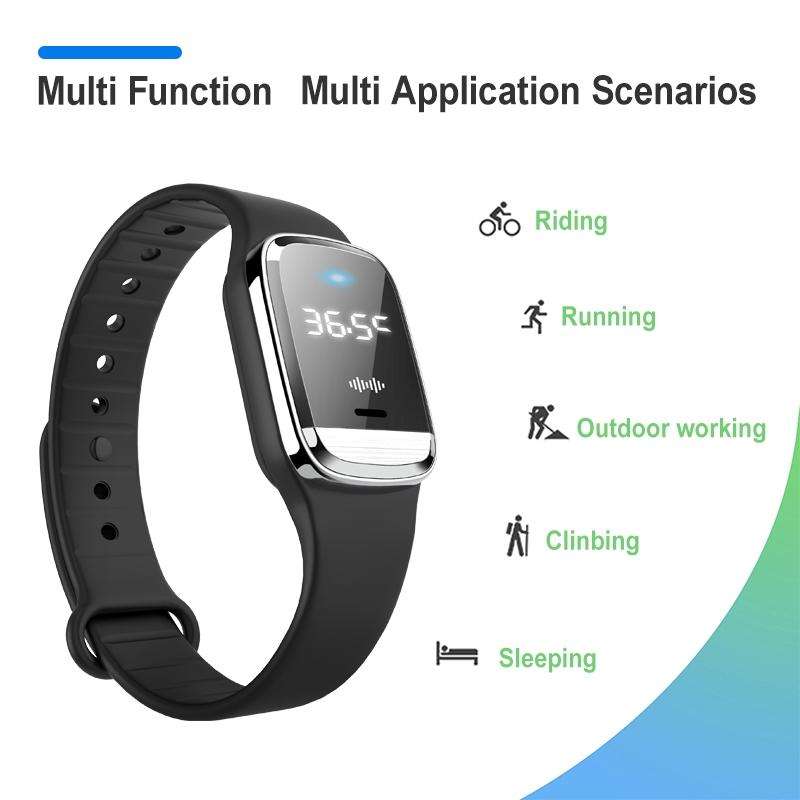 M20 Outdoor Ultrasonic Wave Mosquito Repellent Wristband with Clock & Body Temperature Test(Black)