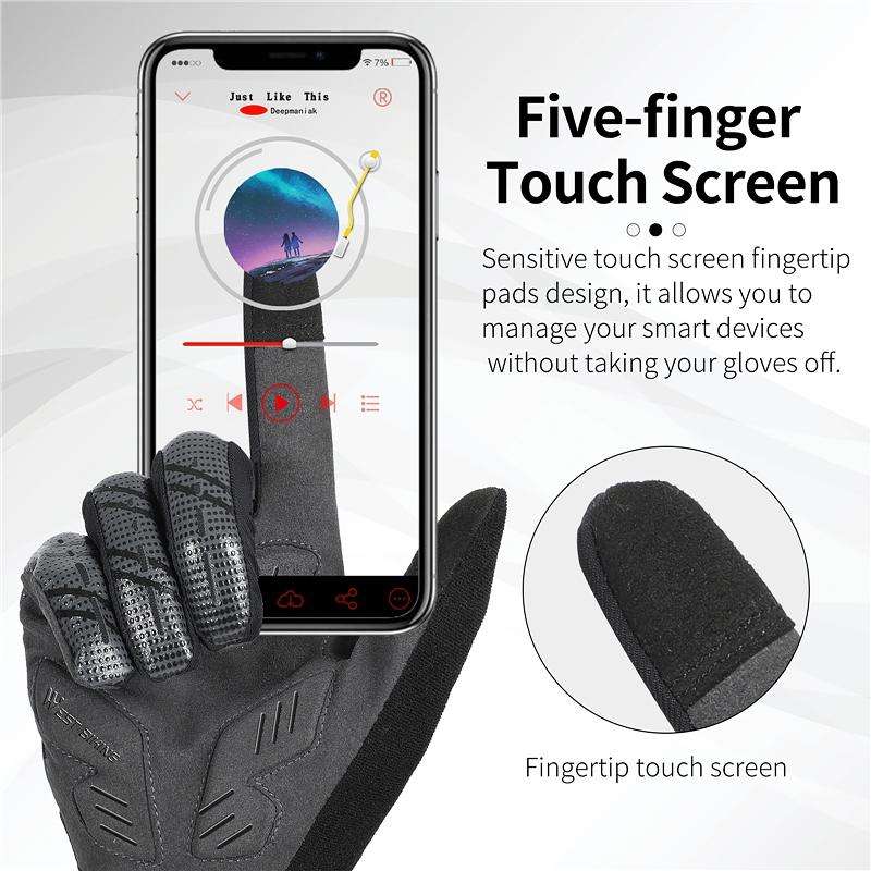 WEST BIKING YP0211207 Riding Full Finger Gloves Road Bike Mountain Bike Locomotive Shock Absorber...