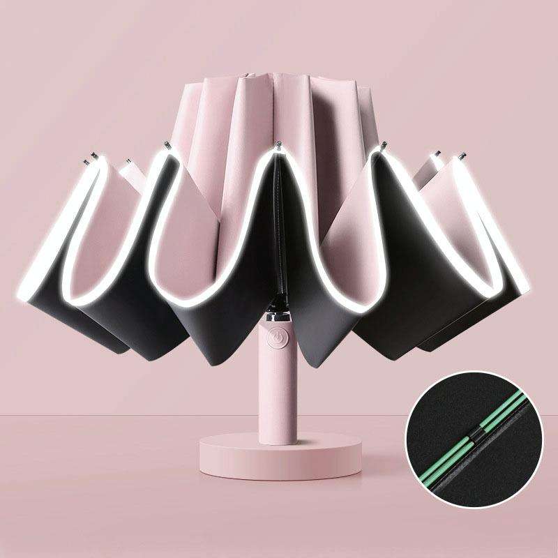 20 Bone Reverse Double Bone Automatic Folding Umbrella Sunshade Sun Umbrella(Pink)