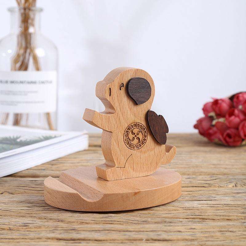 Wooden Mobile Phone Bracket Beech Lazy Mobile Phone Holder,Style: Piggy