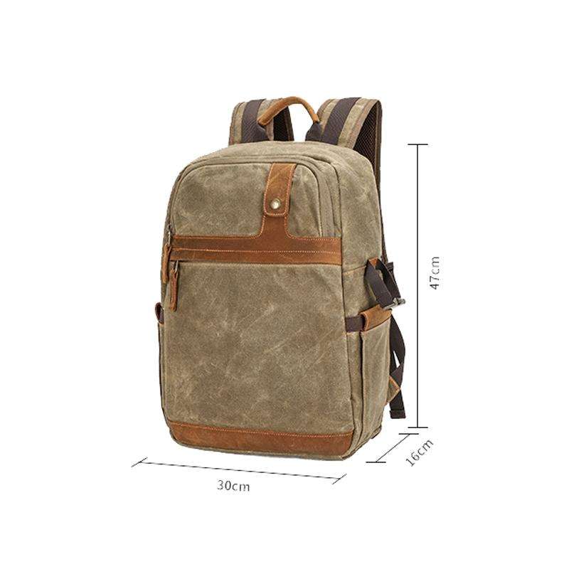 D1383 Outdoor SLR Digital Camera Backpack Waterproof Batik Canvas Camera Bag(Khaki)