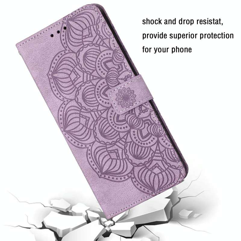 For OPPO A53s Mandala Embossed Flip Leather Phone Case(Purple)