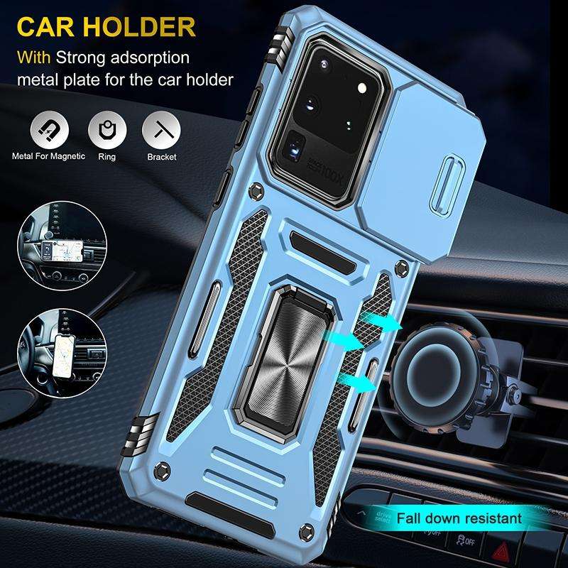 For Samsung Galaxy S20 Ultra Armor PC + TPU Camera Shield Phone Case(Light Blue)