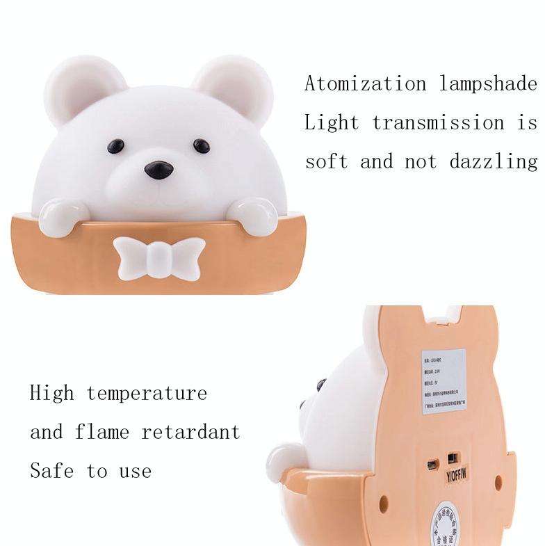 Bear Remote Control Night Light Bedside Eye Protection Wall Lamp with 3 Light Modes, Style:Rechar...
