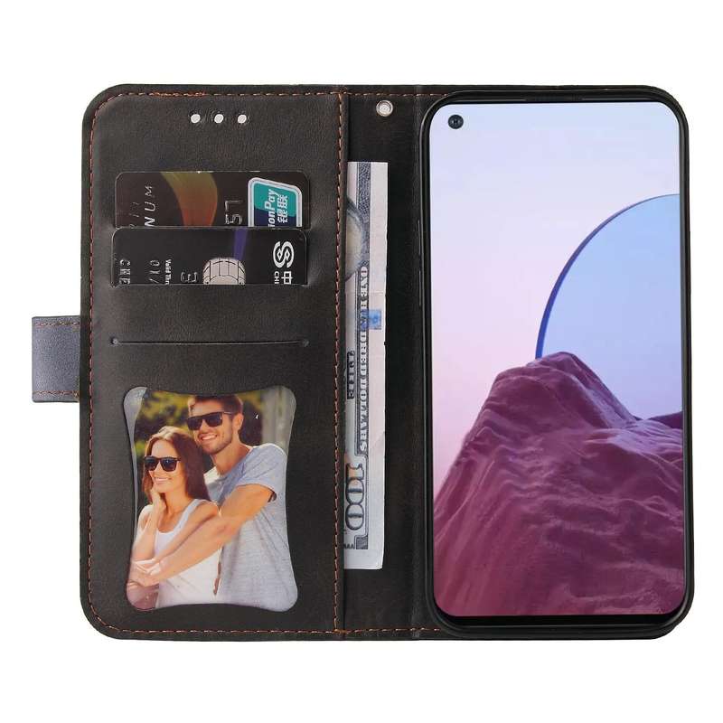 For OPPO Reno7 Z 5G / A96 5G Stitching-Color Flip Leather Phone Case(Grey)