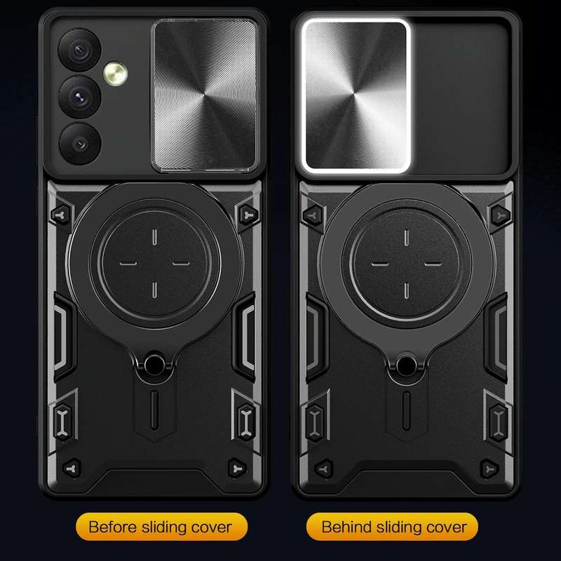 For Samsung Galaxy A34 5G CD Texture Sliding Camshield Magnetic Holder Phone Case(Black)