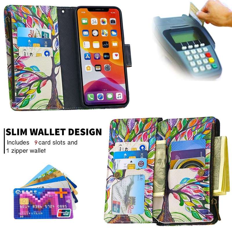 For iPhone 11 Colored Drawing Pattern Zipper Horizontal Flip Leather Case with Holder & Card Slot...