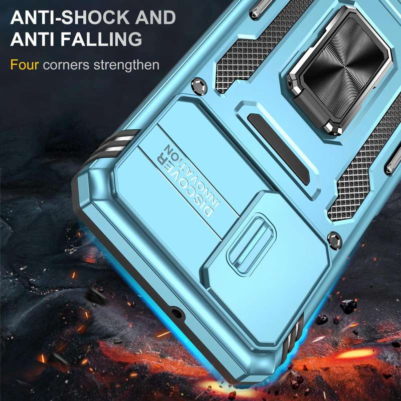 For Samsung Galaxy A32 5G Armor PC + TPU Camera Shield Phone Case(Light Blue)