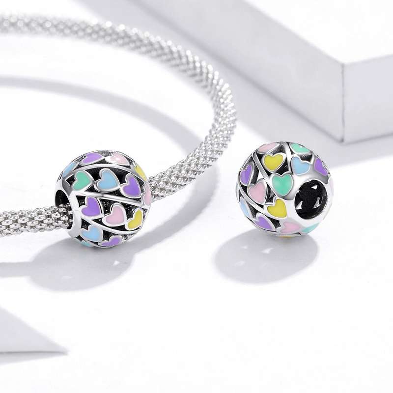 S925 Sterling Silver Throbbing Heart Beads DIY Bracelet Necklace Accessories