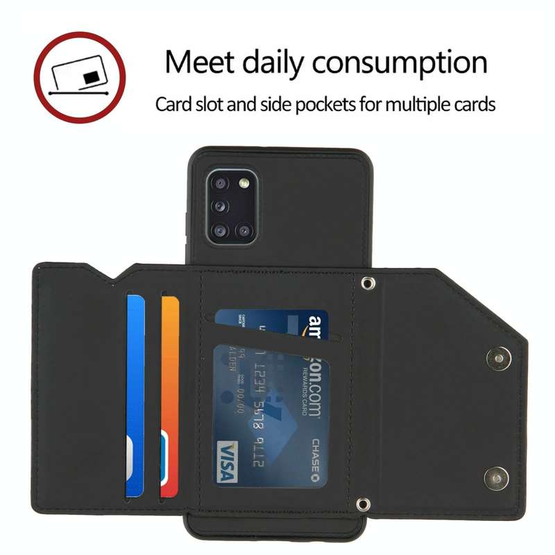 For Samsung Galaxy A31 Skin Feel PU + TPU + PC Back Cover Shockproof Case with Card Slots & Holde...