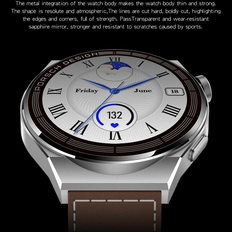 MD3MAX Porsche Ver 1.39 inch Round Screen TPU Strap Smart Watch Supports Heart Rate Monitoring/Bl...