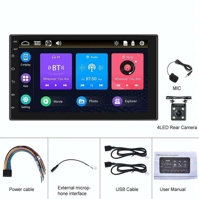 7709 7 Inch Touch Button Dual Ingot Universal MP5 Bluetooth Player, Style:, Sort by color: Standa...