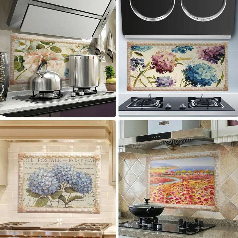Self-Adhesive Heat-Resistant Oil-Proof Stickers Household Kitchen Stove Tile Wall Stickers, Speci...
