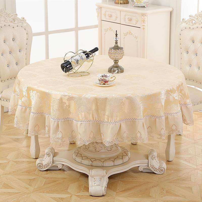Home Fabric Round Tablecloth Hotel Disposable Anti-scald Table Mats, Size:180cm(Flower Beige)