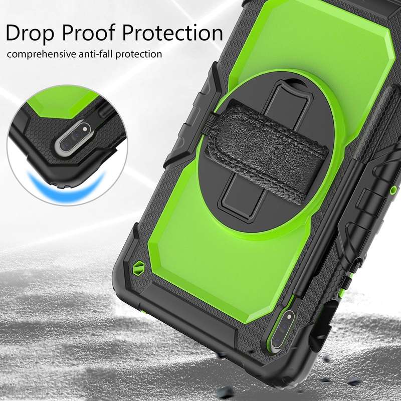 For Samsung Galaxy Tab S8 11 inch SM-X700 Silicone + PC Tablet Case with Shoulder Strap(Black+Yel...